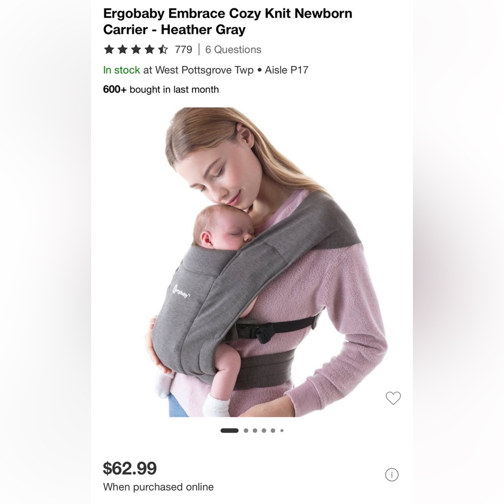 Ergobaby Embrace Knit Carrier - Heather Gray